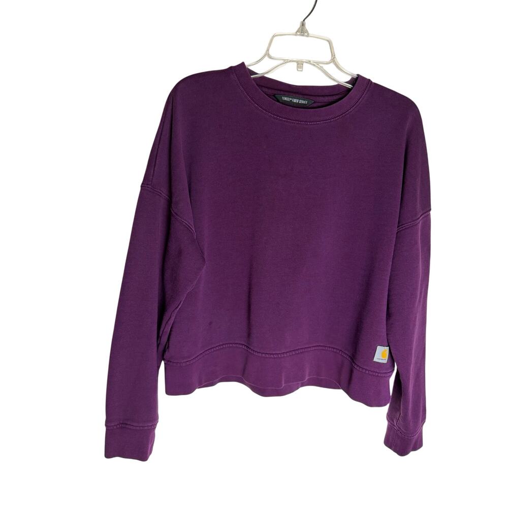 Carhartt Purple TENCEL Crewneck Sweatshirt Women’s M Loose Fit Graphic Sleeve